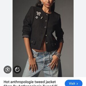 Chic Black Women's Blazer that comes with three pretty brooches. Never Worn!